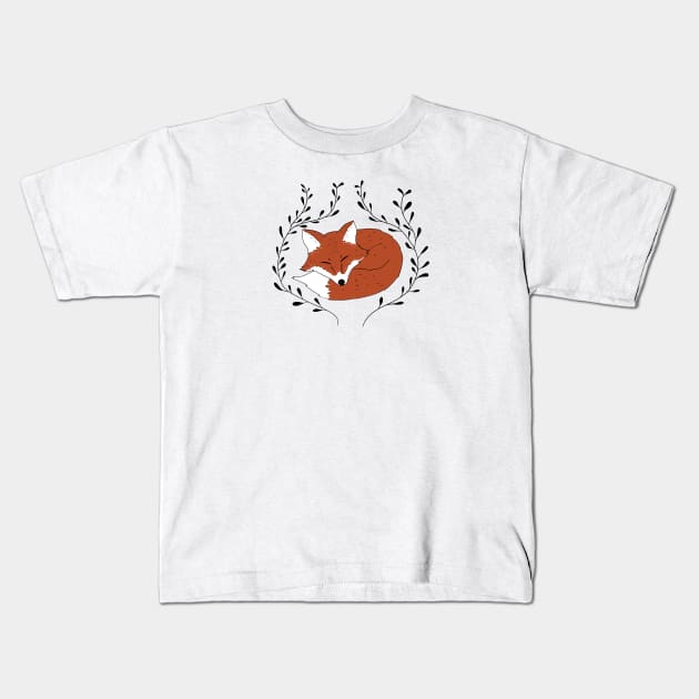 Sleeping fox Kids T-Shirt by WhiteRave